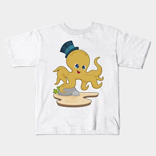 Octopus Gentleman Hat Kids T-Shirt